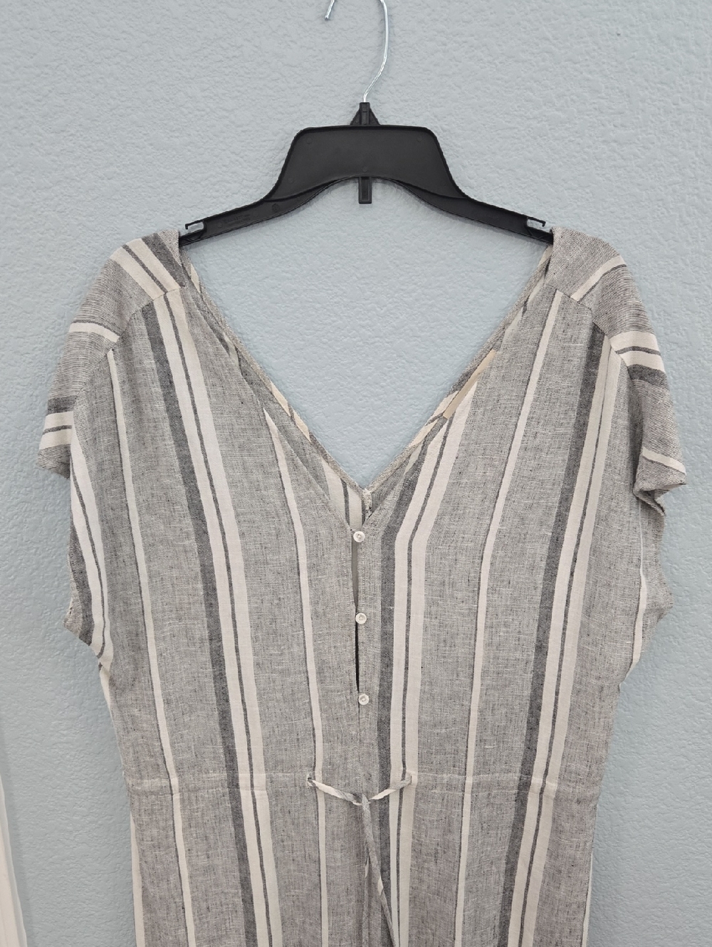 ANTHROPOLOGIE Cloth & Stone Linen Blend Jumpsuit Wide Leg Tie Waist Sz Large - Picture 3 of 12